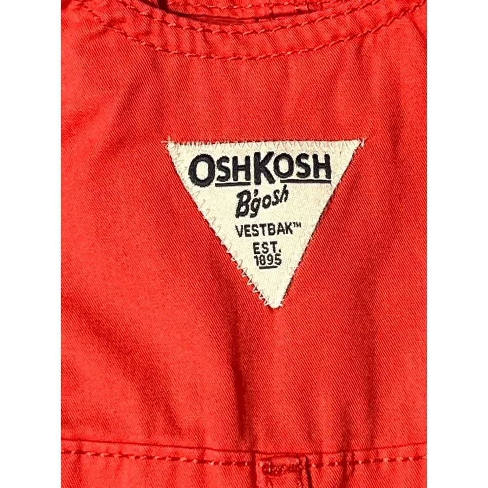 OshKosh B'gosh Baby‎ Girls Coral Floral Embroidered Overalls 12M Cotton